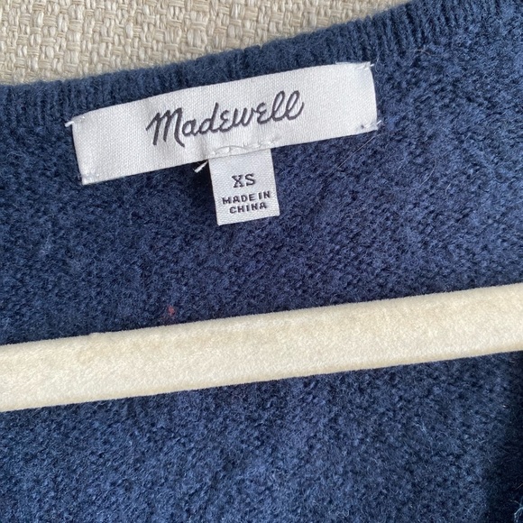 Madewell Sweater Women’s XS Navy Blue Juniper V Neck Wool - Picture 4 of 8
